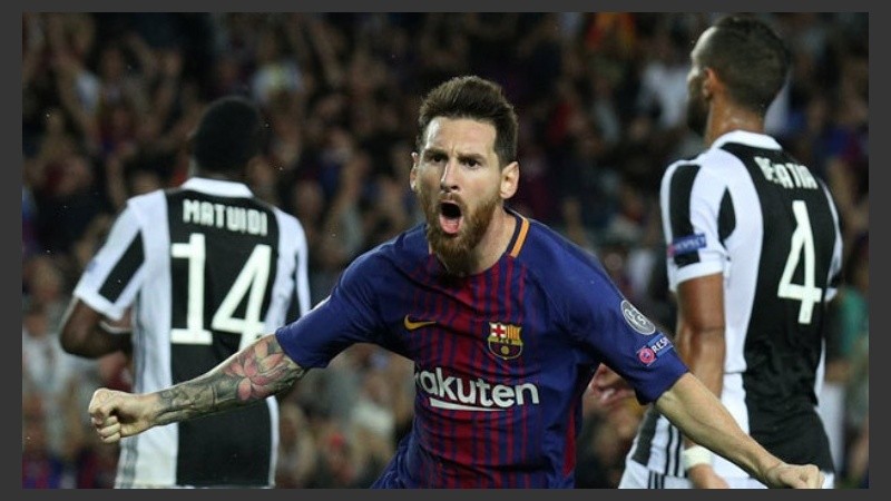 Messi festejó tras marcarle por duplicado a la Juve.