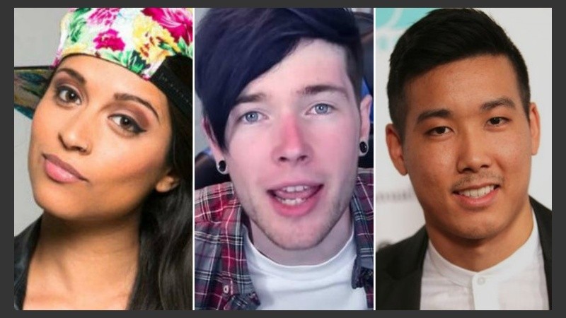Youtubers con mejores ingresos: Lilly Singh (10), Daniel Middleton (1) y Evan Fong (2).
