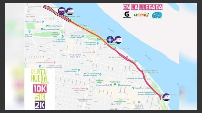 El recorrido de la 2ª Maratón Solidaria “Dejá tu Huella”.
