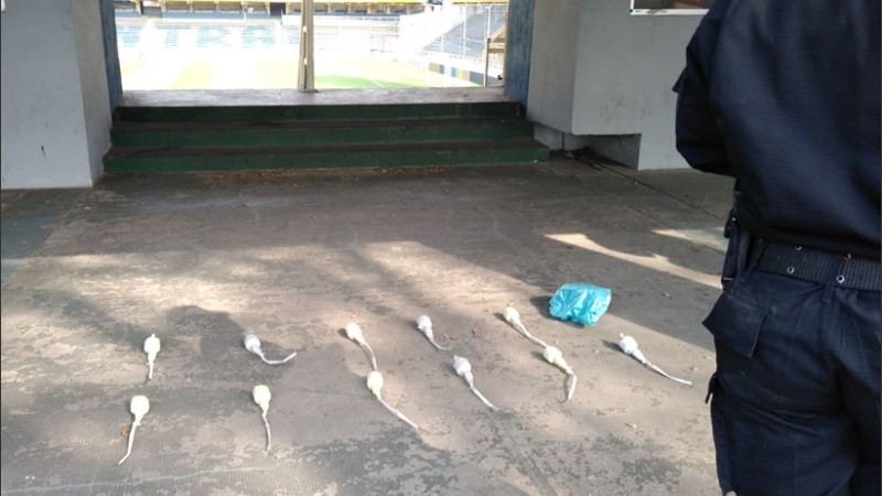 La pirotecnia secuestrada en el estadio de Arroyito.