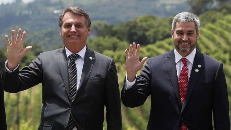 Los mandatarios de Brasil y Paraguay durante una foto de la Cumbre.
