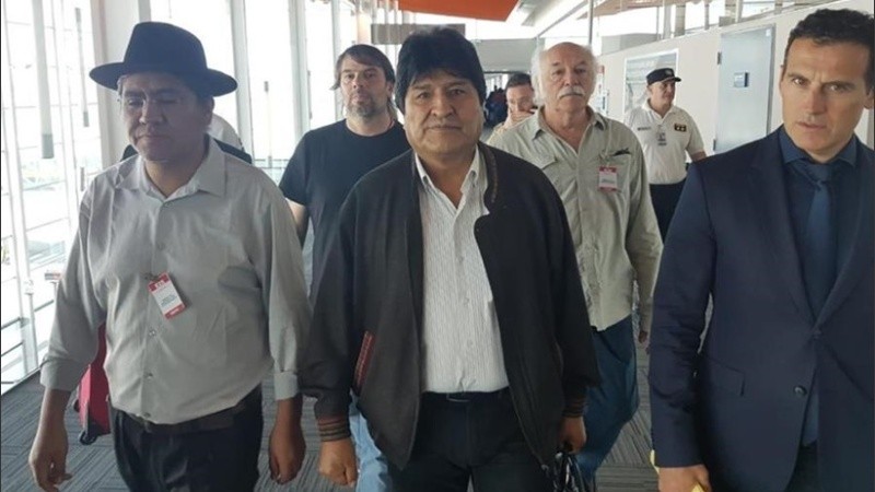El ex presidente boliviano al llegar al país.