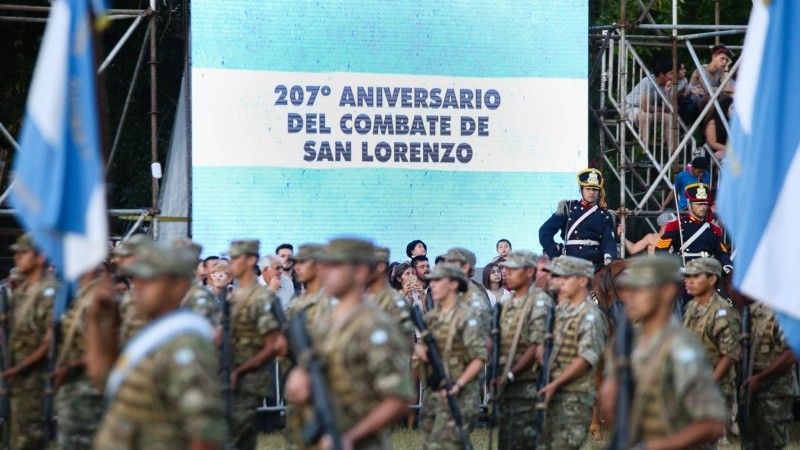 El acto por el 207º aniversario del Combate de San Lorenzo este sábado por la tarde.