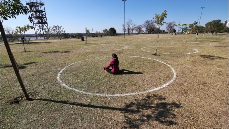 Los círculos para picnics en el parque de las Colectividades. 