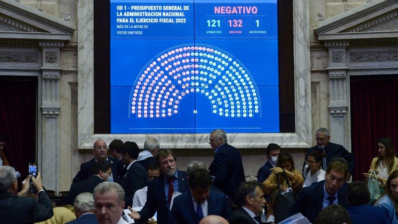 La pantalla que marcó la no aprobación del presupuesto 2022 en Diputados