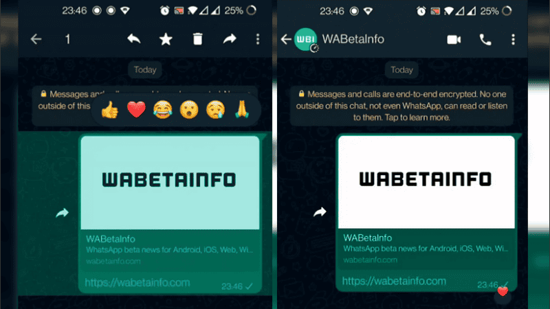 Las reacciones a los mensajes de WhatsApp aparecerán en la parte inferior derecha de los mismos.