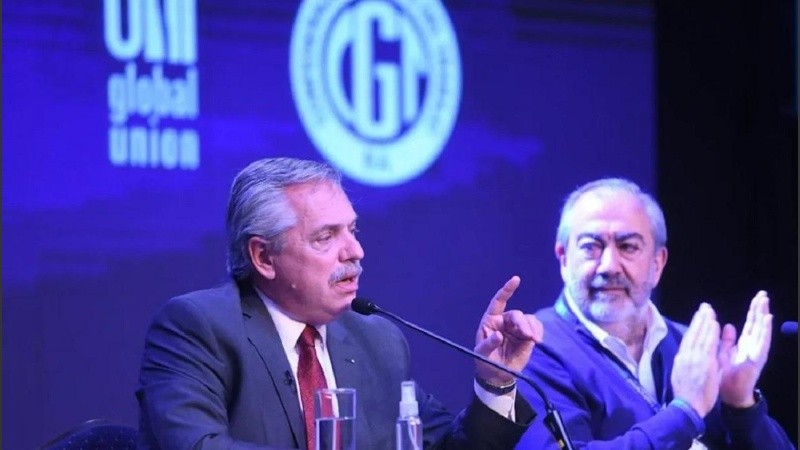 Alberto Fernández participó de una conferencia con el sindicalista Héctor Daer.