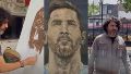 La impresionante obra de "Coqui" López que retrató a Messi con tierra de sus orígenes