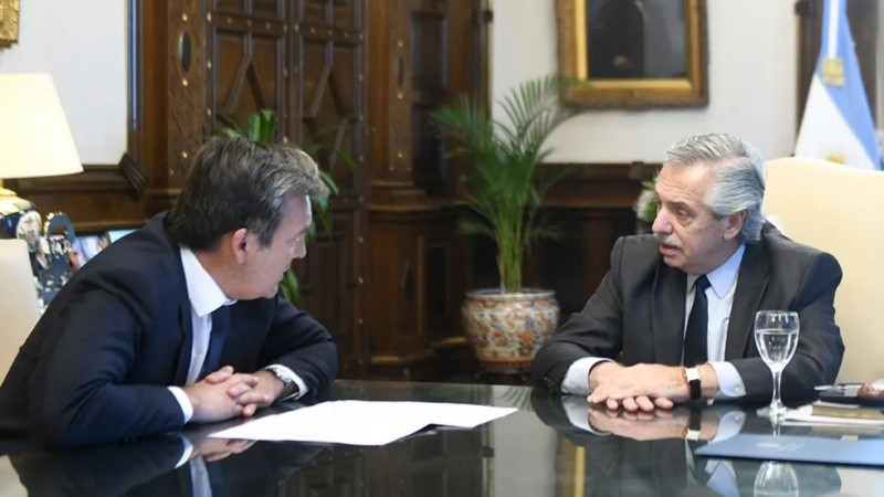 El ministro de Justicia y Derechos Humanos, Martín Soria y el presidente, Alberto Fernández.