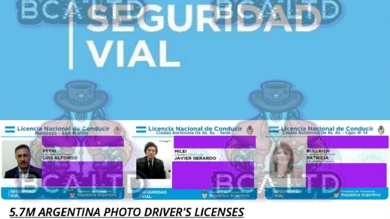 Las licencias robadas contienen imágenes de las del presidente Javier Milei y otros funcionarios.