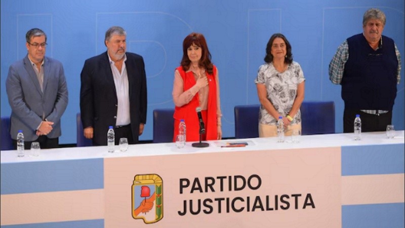 Cristina Kirchner durante el acto del PJ.