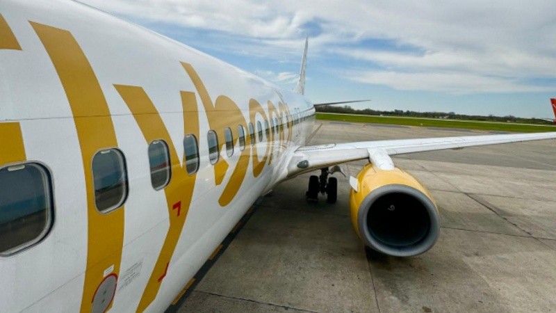 Una de las naves de la aerolínea Flybondi.